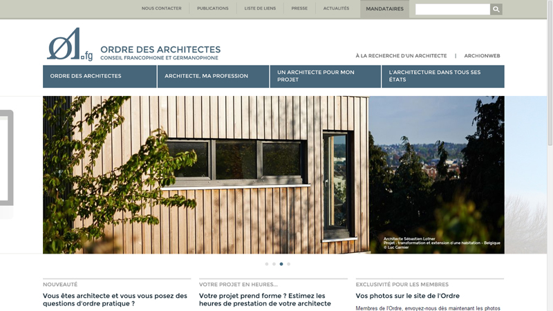 Nouveau site internet de l’ordre des Architectes